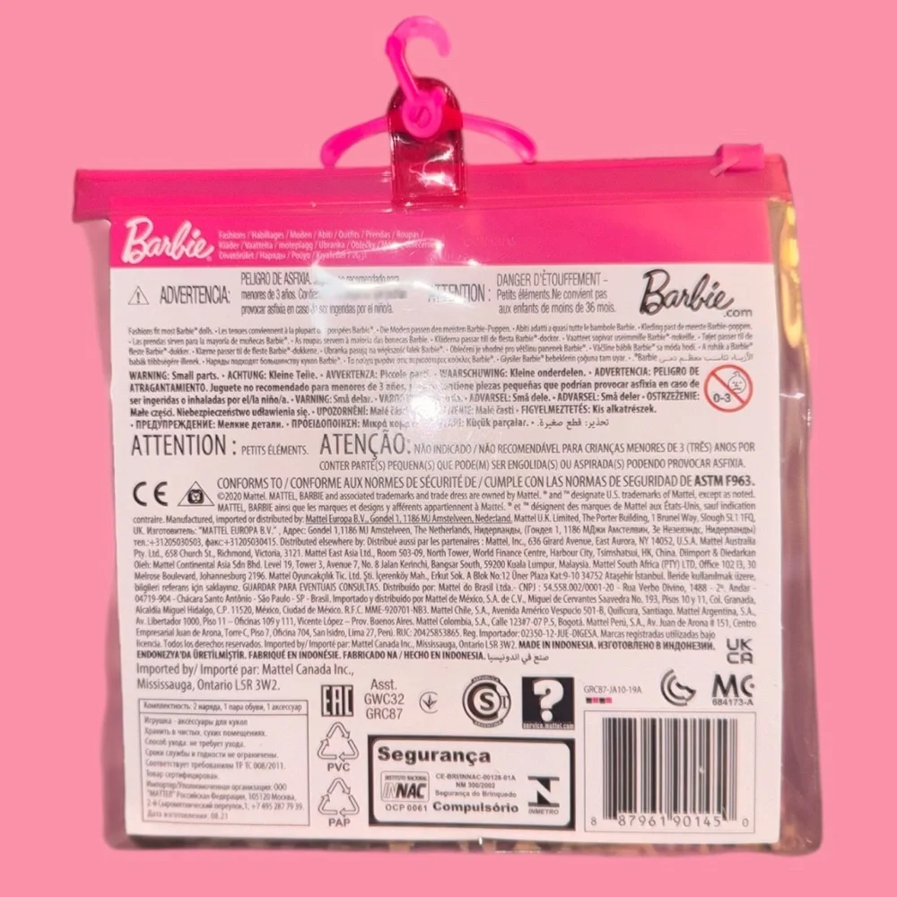 Barbie Doll Outfit Set with Rainbow Dress and Polka Dot‎ Bag